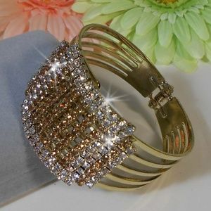 Topaz & Cubic Zirconia Hinged Bangle Bracelet A